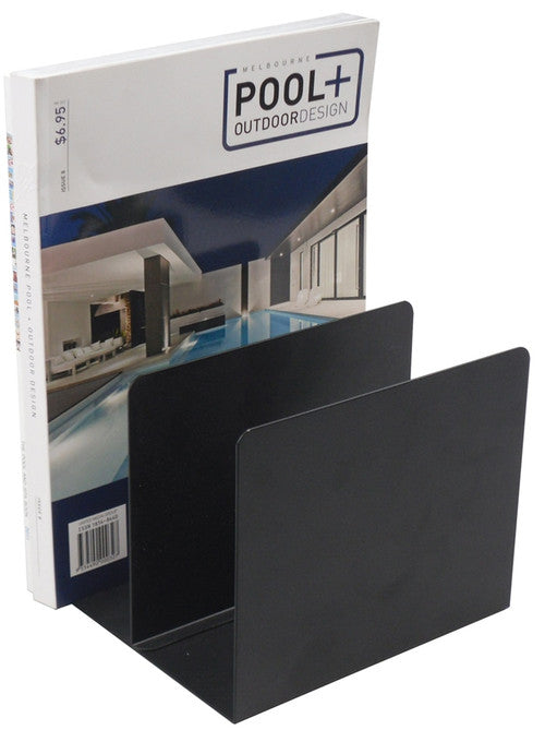 Italplast Metal Book Rack Black (I 401BLK) — adjustable powder-coated metal book rack for desks and shelves, Australian made