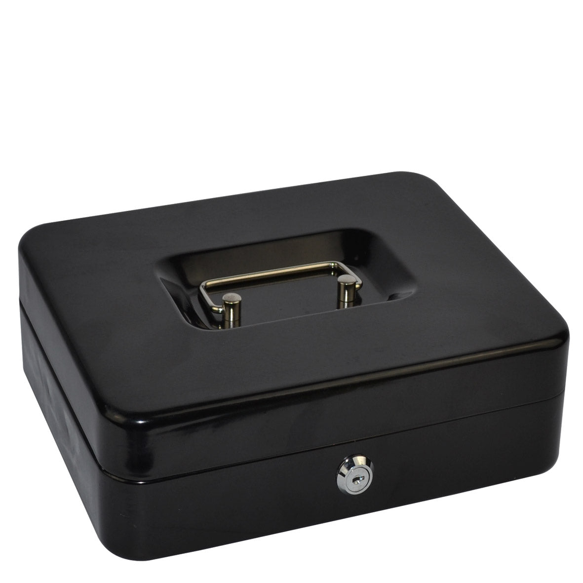 Italplast 10 Inch Metal Cash Box I10 in black with carry handle and key lock