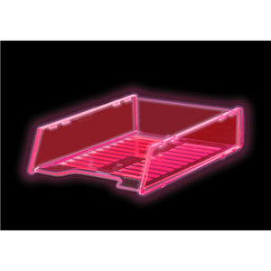 Italplast Multi-Fit Document Tray A4 in neon red I 60NR, shown glowing against a black background