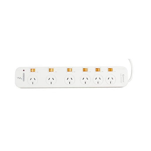 Italplast Power Board 6 Outlet with Individual Switches (I 523) — Italplast product, Australian made
