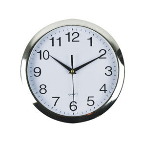 Italplast Round Wall Clock 26cm with Chrome Trim - image 1