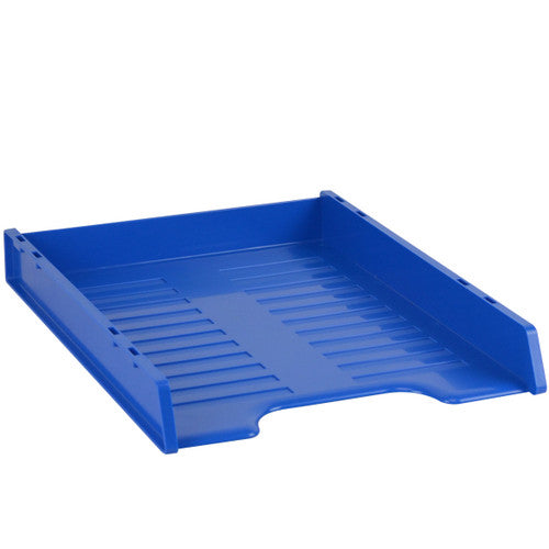 Italplast Slimline Multi-Fit Document Tray A4 Blueberry (I 65FBB), stackable Australian made plastic document tray