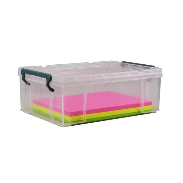 Italplast Stacka Storage Box with Lid 10 Litre Clear (I 298) — stackable clear plastic storage box with lid, Australian made