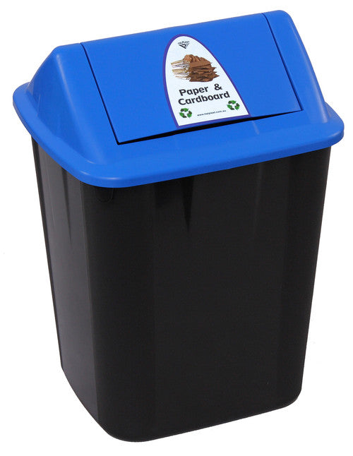 Italplast I 184PC 32 Litre Paper and Cardboard Waste Separation Bin with swing top lid and integrated bag clasp, Australian Standard Colour Coded