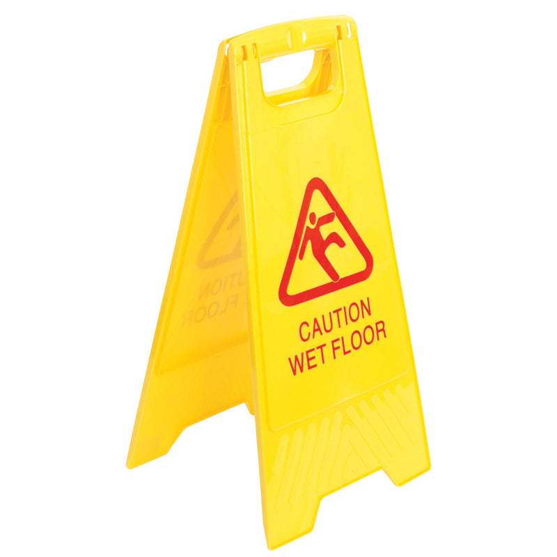 Italplast yellow A-frame safety sign I 436WF reading Caution Wet Floor with a slip symbol