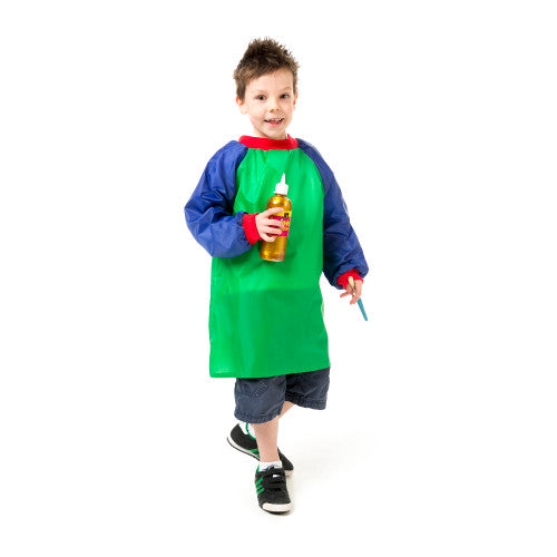 Educational Colours Junior Artist Smocks Green and Blue (Ages 5â€“8)