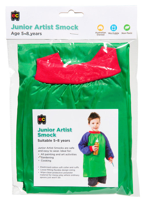 Educational Colours Junior Artist Smocks Green and Blue (Ages 5â€“8)