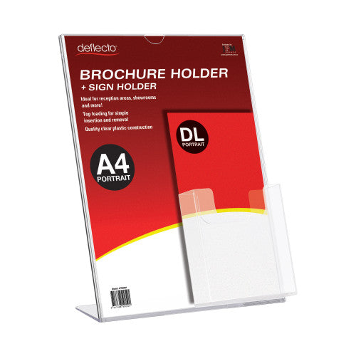 Deflecto Slanted Sign Holder with DL Pocket In Front A4 Portrait
