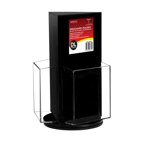 Deflecto Rotating Countertop Brochure Holder DL Black
