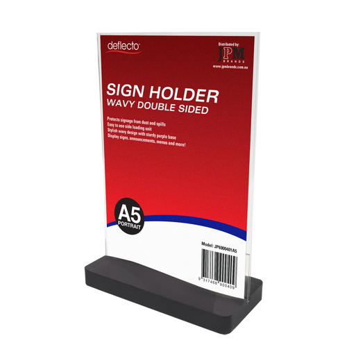 Deflecto Double Sided Wavy Sign Holder A5 Portrait