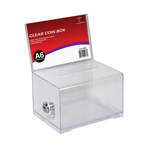 JPM Coin Box A6 Landscape Clear Acrylic Lockable - image 1