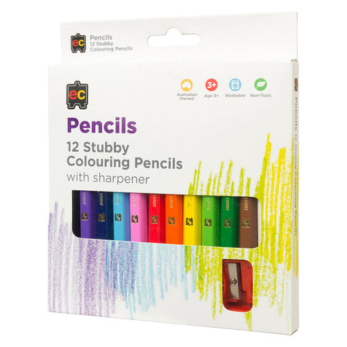 Educational Colours Jumbo Stubby Washable Colouring Pencils Set of 12