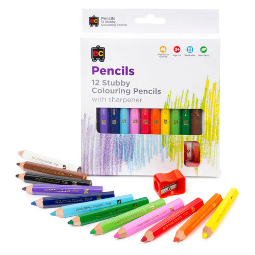 Educational Colours Jumbo Stubby Washable Colouring Pencils Set of 12