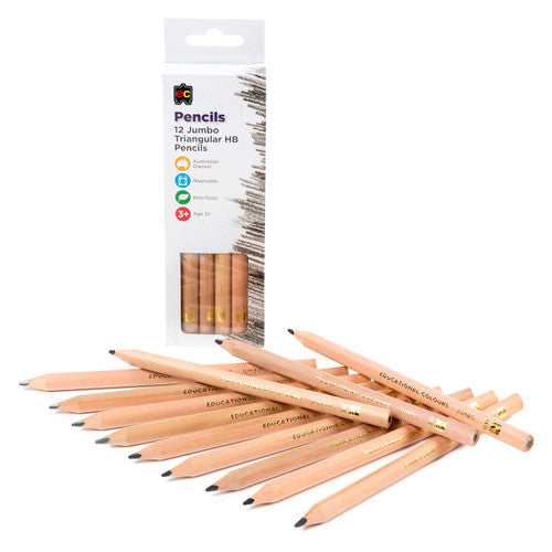 Educational Colours Jumbo Triangular HB Pencils Set of 12