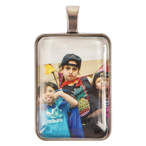 Creative School Supply Rectangle Pendant Cabochon Settings Silver Pack of 30