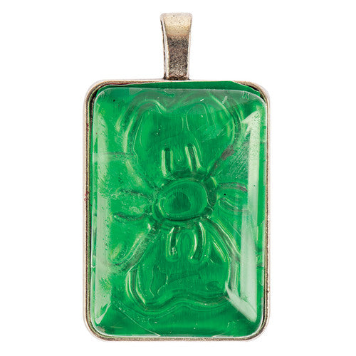 Creative School Supply Rectangle Pendant Cabochon Settings Silver Pack of 30