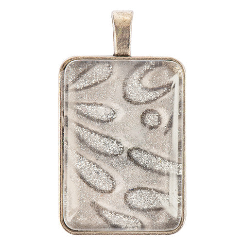 Creative School Supply Rectangle Pendant Cabochon Settings Silver Pack of 30
