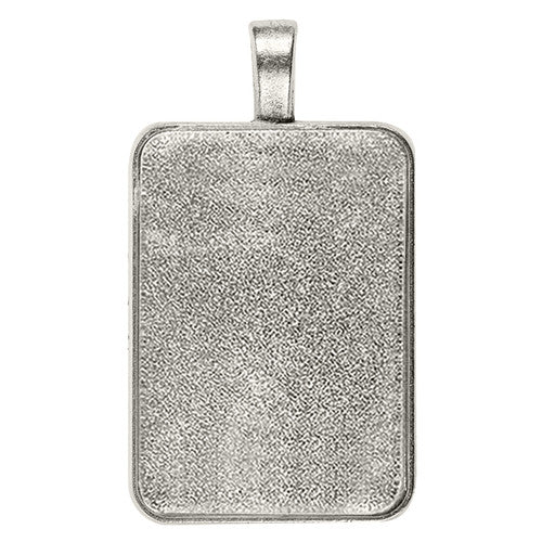 Creative School Supply Rectangle Pendant Cabochon Settings Silver Pack of 30