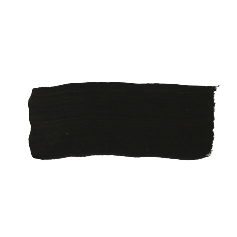 Brushed swatch of Jo Sonja's Carbon Black acrylic showing a dense, even black