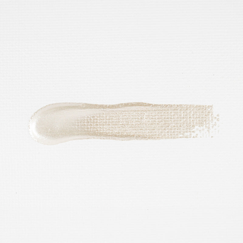 Brushed swatch of Jo Sonja's Pearl White acrylic showing a pearly off white shimmer