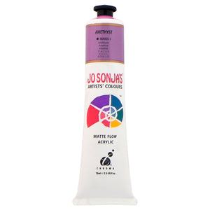 Chroma Jo Sonja's Matte Flow Acrylic 75ml tube in Amethyst, colour band with Series 1 mark and Chroma logo