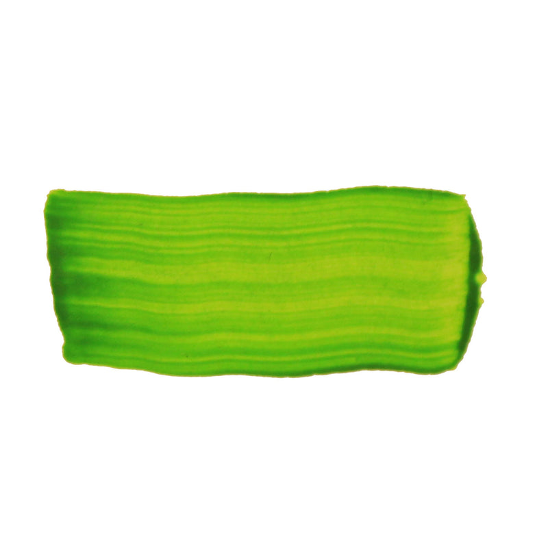 Brushed swatch of Jo Sonja's Brilliant Green acrylic showing a vivid lime yellow green