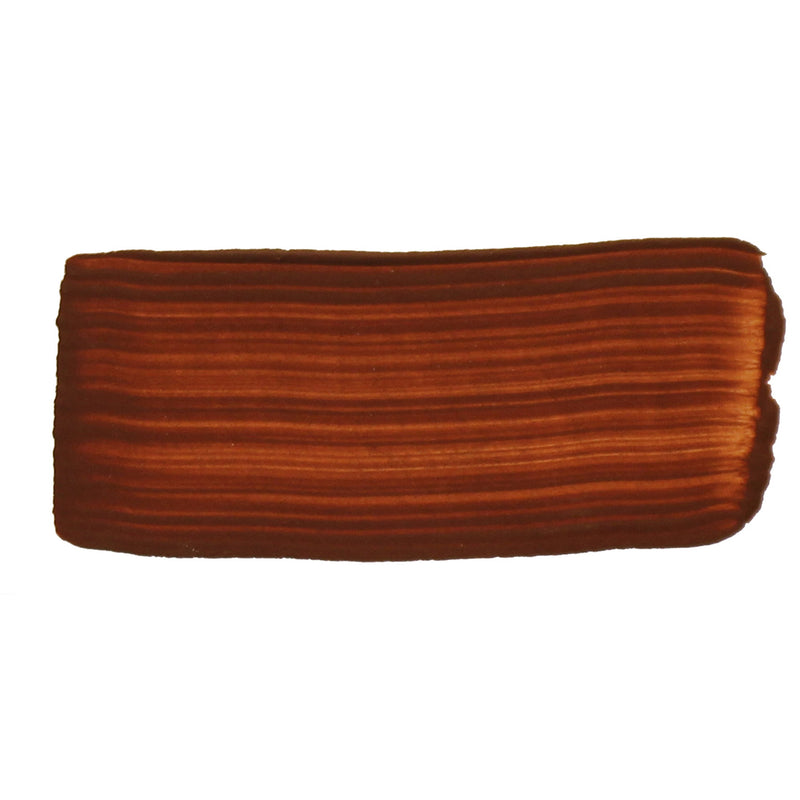 Brushed swatch of Jo Sonja's Burnt Sienna acrylic showing a warm, rusty red brown