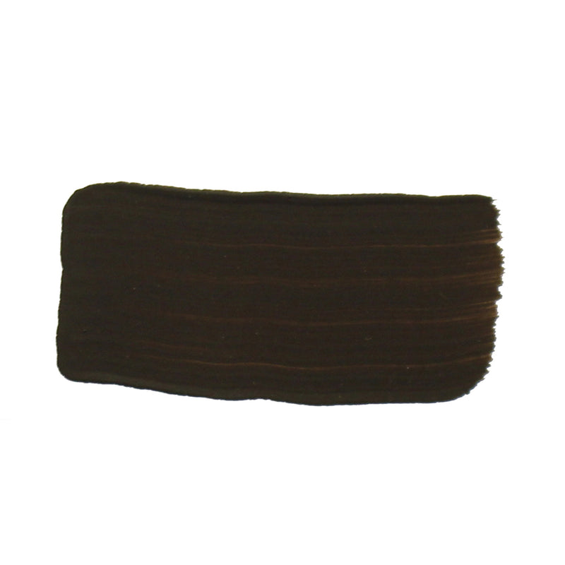 Brushed swatch of Jo Sonja's Burnt Umber acrylic showing a very dark brown that reads close to black