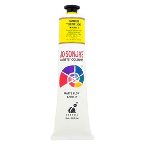 Jo Sonja's Matte Flow Acrylic Cadmium Yellow Light 75ml tube with bright yellow label band reading Series 3