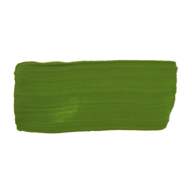Brushed swatch of Jo Sonja's Green Oxide acrylic showing an earthy olive grass green