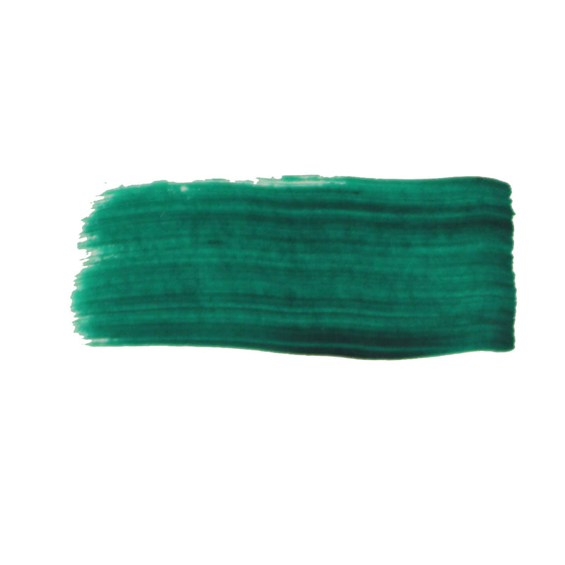 Brushed swatch of Jo Sonja's Phthalo Green acrylic showing a deep emerald blue green