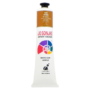 Chroma Jo Sonja's Matte Flow Acrylic 75ml tube in Raw Sienna, colour band with Series 1 mark and Chroma logo