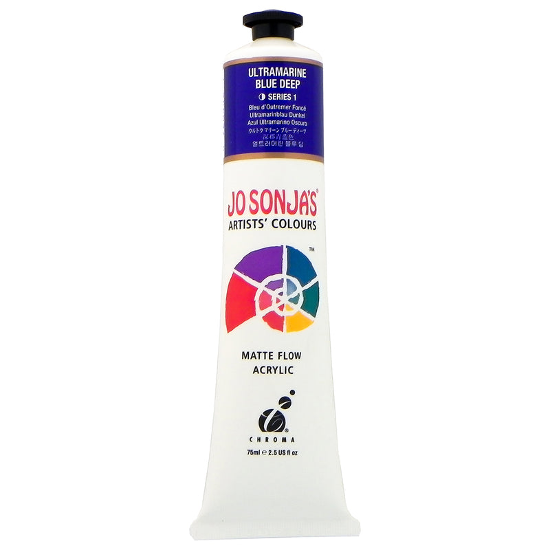 Jo Sonja's Matte Flow Acrylic Ultramarine Blue Deep 75ml tube with violet blue label band