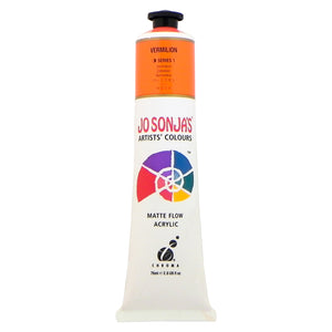 Jo Sonja's Matte Flow Acrylic 75ml tube labelled Vermilion with orange label band