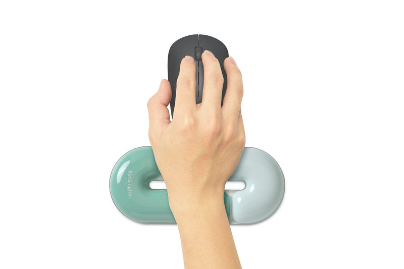 Hand using a computer mouse on a white background