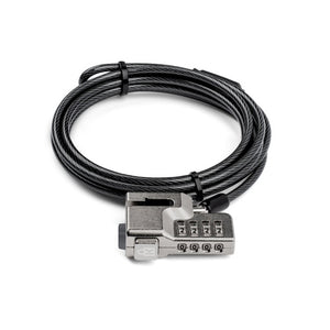 Kensington Combination Lock for Surface Pro and Go Serialised V2 with coiled black cable and four-dial silver lock head