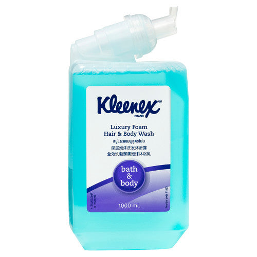 Kleenex Luxury Foam Hair and Body Wash Light Blue 1000ml Cartridge Case of 6