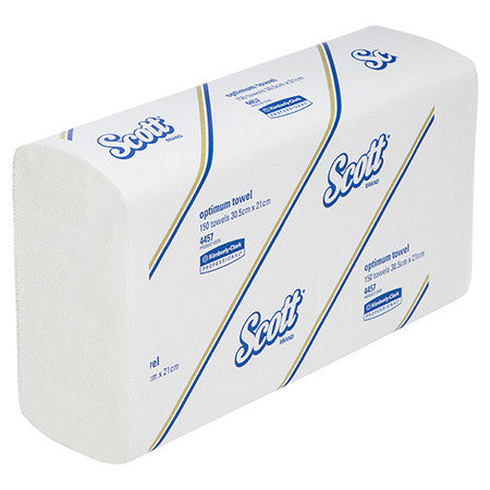 Scott Large Optimum Hand Towel White 150 Sheets Pack of 16