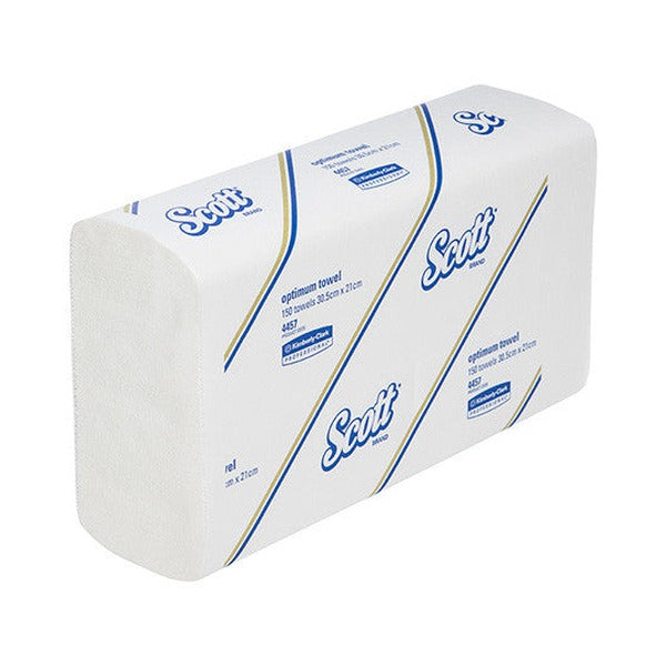 Scott Large Optimum Hand Towel White 150 Sheets Pack of 16