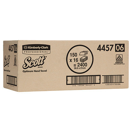 Scott Large Optimum Hand Towel White 150 Sheets Pack of 16