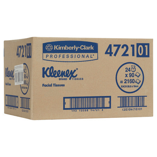 Kleenex Facial Tissue Cube White 2 Ply 90 Sheets Pack of 24