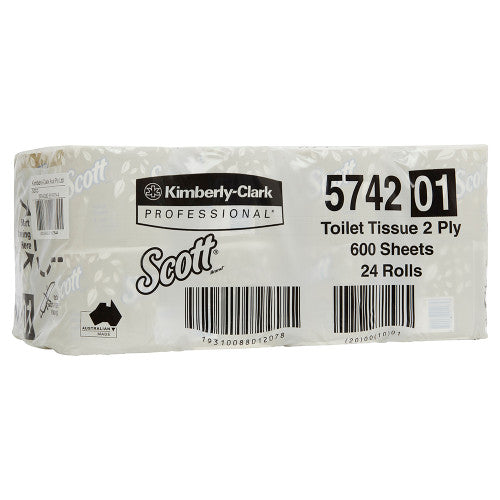 Scott Toilet Tissue White 2 Ply 600 Sheets Box of 24