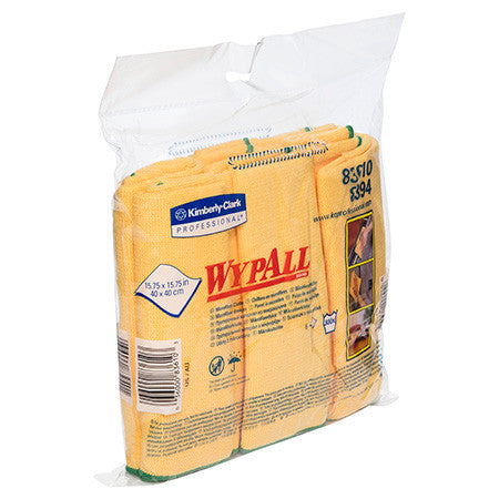 WypAll Microfibre Cloths 40cm x 40cm Yellow 6 Cloths Pack of 4