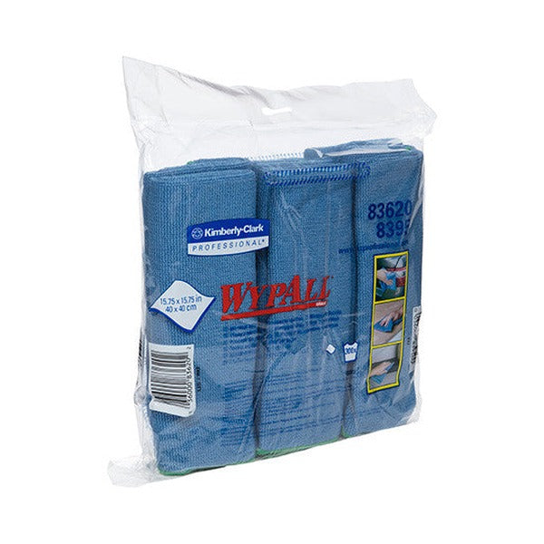 WypAll Microfibre Cloths 40cm x 40cm Blue 6 Cloths Pack of 4
