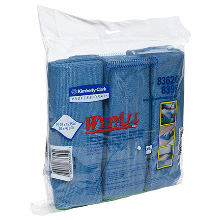 WypAll Microfibre Cloths 40cm x 40cm Blue 6 Cloths Pack of 4