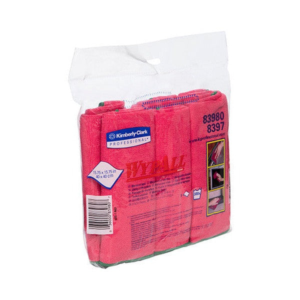 WypAll Microfibre Cloths 40cm x 40cm Red 6 Cloths Pack of 4