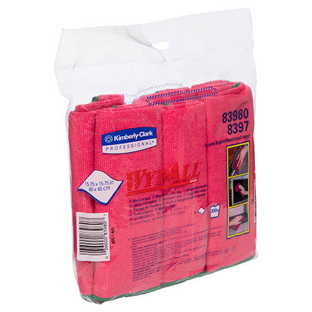WypAll Microfibre Cloths 40cm x 40cm Red 6 Cloths Pack of 4