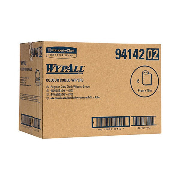 WypAll Colour Coded Cloth Wiper Roll Green 106 Wipers Pack of 6