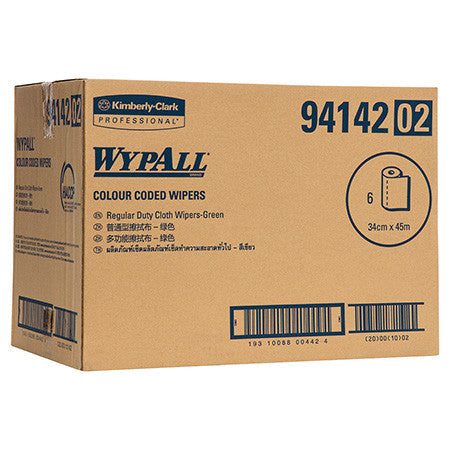 WypAll Colour Coded Cloth Wiper Roll Green 106 Wipers Pack of 6
