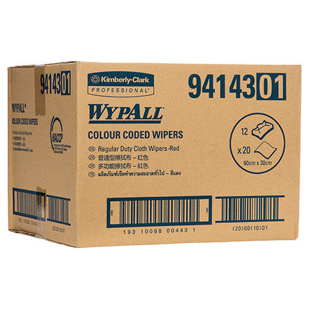 WypAll Colour Coded Cloth Wiper Red 20 Wipers Pack of 12